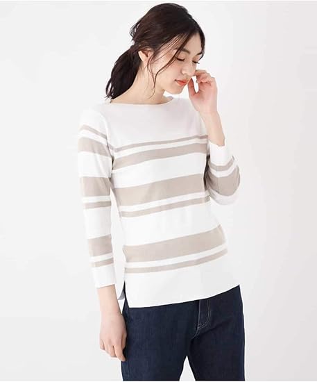 Amazon アーヴェヴェ A V V 洗える Web限定カラー ボートネックボーダーニット K2ffj S ベージュ1 セーター 通販