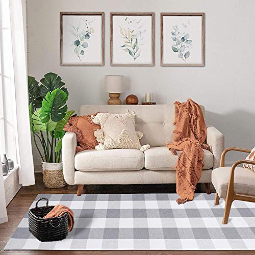 Buffalo Plaid Check Rug Runner Grey 2' x 6' Plaid Farmhouse Gray Runner