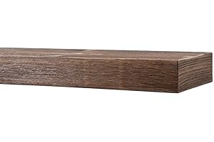 Modern Ember Vara Wood Mantel Shelf - 48 Inch Floating Provincial | 3 Inch Height - Variations in Grain and Natural Distresssing | Wooden Floating Wall Mounted Shelf - for Fireplaces & Décor