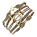 ELBLUVF Alloy Deathly Hallows Snitch Owl Brown Synthetic Leather Bracelet