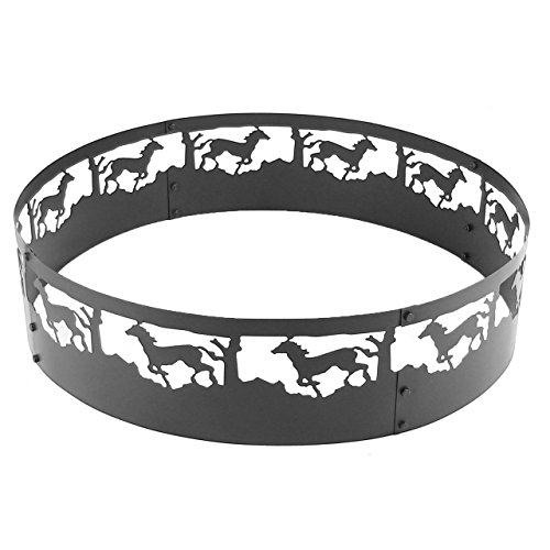 Sunnydaze Running Horse Fire Pit - 36 Inch Wood Burning Campfire Ring - Large Round Outdoor Fireplace - Heavy-Duty 0.91mm Thick Metal Firepit - High Temperature Paint - Thumbnail 4