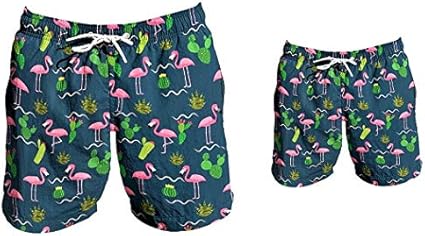 father and son matching swim shorts next