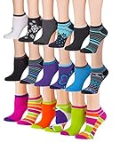 Tipi Toe Women's 18-Pairs Colorful Patterned No Show Socks