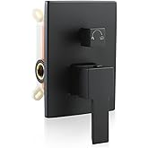 SKOWLL Shower Valve Only Matte Black Dual Function Shower Valve Replacement Wall Mount Single-Handle 2 Way Shower Diverter Va