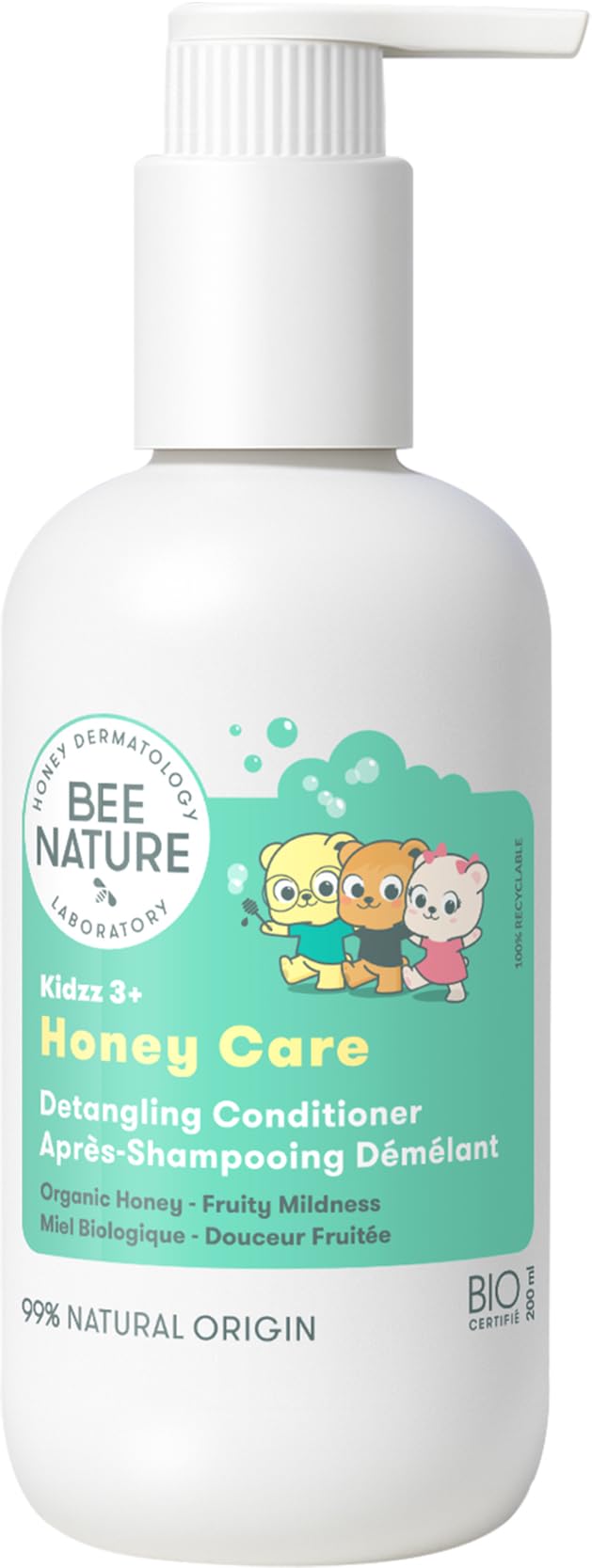 Bee Nature - Kids Conditioner - Organic Honey Care - Detangling Care & Nourishes - 99% Natural - Fruity Sweetness Scent - Suitable for Dry, Curly Hair - 200ml