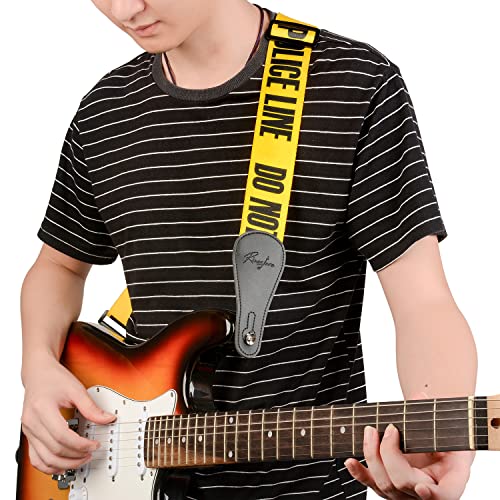 Rinastore Guitar Strap Yellow POLICE LINE Includes Strap Button & 2