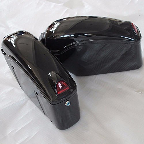 EGO BIKE Black Hard Saddle Bags Trunk Luggage w/Lights Mount Bracket Motorcycle for Yamaha Cruiser