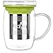 Tealyra - perfecTEA - Infuser Tea Cup - 15.2-ounce - Borosilicate Glass Tea Cup with Lid and Stainless Steel Infuser Basket - Perfect Mug for Office and Home Uses Loose Leaf Tea Steeping - 450ml