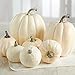 Factory Direct Craft Collection of 7 Assorted Harvest Off White Artificial Pumpkins for Halloween, Fall and Thanksgiving Decorating