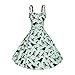 Minifaceminigirl Women's Elegant 1950s Vintage Bird Print Rockabilly Swing Dress