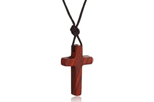 REHOBOTH Natural Sandalwood Wooden Cross Pendant Necklaces for Boy Girl Women Men Handcrafted Gift Wood Hang from Rearview Mirror Pendant Decoration