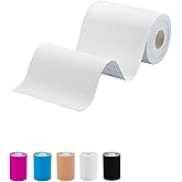 Extra Wide Kinesiology Tape, Pain Relief and Muscle Support for Back Shoulder Ankle Knee, Football Turf Tape for Turf Burn, 4 in x 16.4 Ft, White