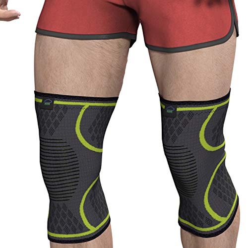 Modvel Knee Brace (1 Pair) - Ultra Flexible, Compression Knee Sleeve for Men and Women, Great for All Athletics, Volleyball, ACL, Stabilizer for Arthritis and Knee Pain Relief, XL (MV-136-XL-GR) (Best Acl Knee Brace For Basketball)