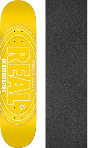 Real Skateboards Renewal Oval Yellow Skateboard Deck - 8.06" x 32" with Jessup Griptape - Bundle of 2 items