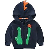 LitBud Toddler Boys Jacket Cartoon Dinosaur Animal Zipper Packaway Spring Autumn Hoodies Coat for Kids 1-7 Years