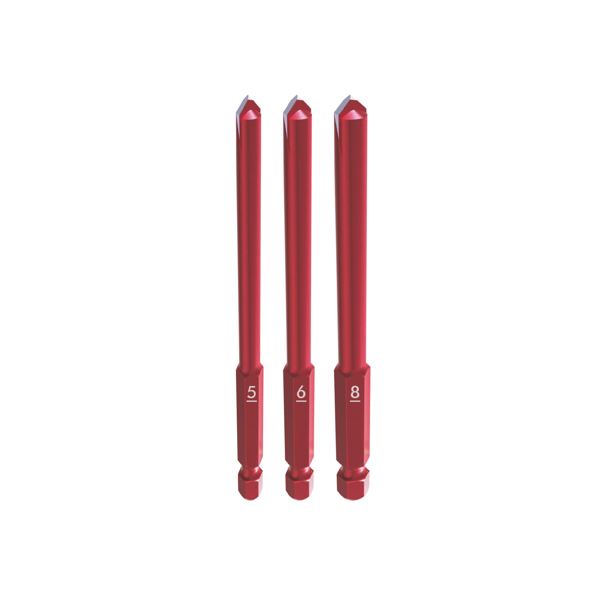 Tile Drill Bits Set 3 Pieces, Professional HEX-9 Self Centring Drill Bit Ø 5,6,8 For Precision Drilling of Porcelain, HardCeramic, Roof Tiles, Glass, Natural Stone, Mirrors, Glazed Tiles, Mosaic