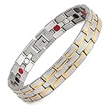 Rainso Mens Magnetic Titanium Steel 3 Power Elements Bracelet Chain Link with Free Removal Tool
