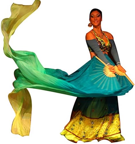 Winged Sirenny 18 Colors Adult 94" Belly Dance Worship Praise Silk Fan Veil Flag Streamer