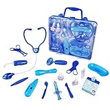 Fajiabao Doctor Kit Medical Pretend Play Set Nursing Role-Playing Education Learning Toys Gifts for Children Toddlers Kids Girls Boys - 16 Packs in Portable Carry Case, Blue