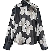 UOOZEE Women's 2025 Floral Print Blouse Fashion Button Down Lapel V Neck Long Sleeve Spring Tops Shirts
