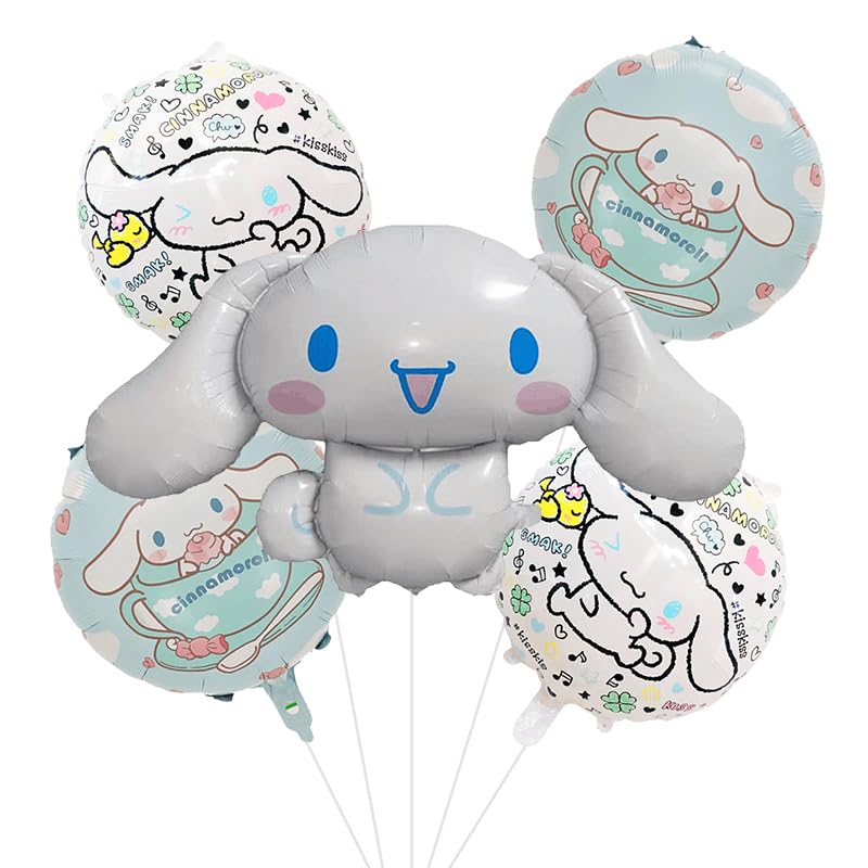 Photo 1 of Educatgame Cute Cartoon Anime Balloon Doll - Set of 5, Large Foil Balloon for Birthday Party, Themed Party Decorations Supplies for Indoor and Outdoor (Blue)