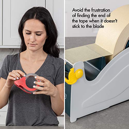 Double Desk Tape Dispenser Heavy Duty Steel Tape Holder, NonSkid