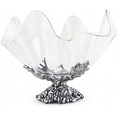 Arthur Court Grape Stand Acrylic Bowl - Sand Cast Aluminum Base - Elegant Serving Bowl - 11 Inch Diameter