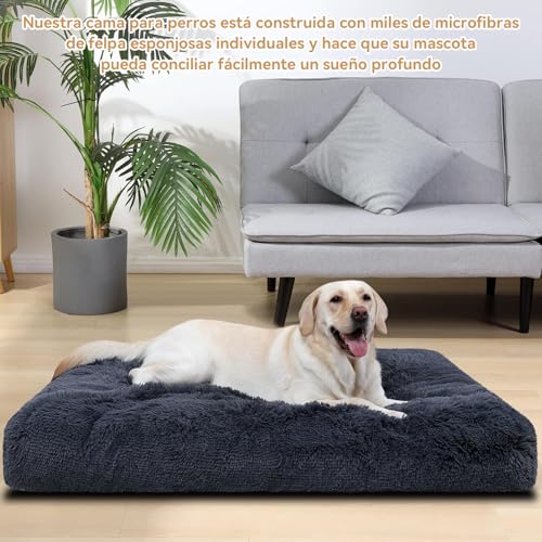 MUJA 105*70*9CM Cama para Perro Grandes, Cama Ortopédica para Perros con Almohadillas para Orejas Extraíbles y Parte Inferior Antideslizante, Adecuado para Casa para Perro, Pisos y Sofás (X-Large)