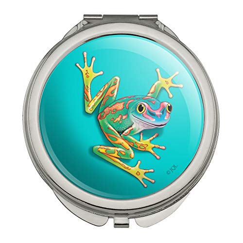 Big Tropical Rainbow Rainforest Tree Frog Compact Travel Purse Handbag Makeup Mirror