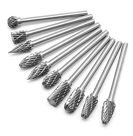 uptodateproducts 10Pc 1/8 6mm Tungsten Carbide Cutter Rotary Burr Set CNC Engraving Bit Tool