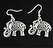 SUNSCSC Silver Plated Cute Carve Turquoise Pendant Elephant Necklace Ear Wire Hook Dangle Earrings Set (1 Pair Earrings)