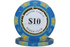 MRC 50pcs Monte Carlo Poker Club 3-Tone Clay Composite 14 Gram Heavy Poker Chips