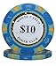 50pcs Monte Carlo Poker Club 3-Tone Clay Composite 14 Gram Heavy Poker Chips by MRC (Blue $10)