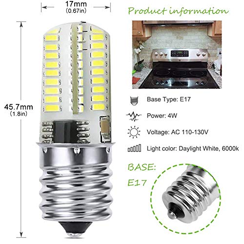 OHLGT E17 LED Bulb Microwave Oven Light Bulb Dimmable 4 Watt Daylight