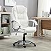 Belleze High-Back PU Leather Executive Office Ergonomic Computer Desk Chair with Padded Arms Chrome Silver, Adjustable Height & 360 Swivel - Stella (White)