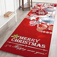 Hankyky Christmas Santa Snowmen Reindeer Floor Runner Area Rug(W:24inch-L:71inch)