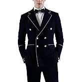 UNINUKOO Double Breasted Suit Men Velvet Classic Fit Formal Dinner Party Wedding 2 Piece Business Suits for Men