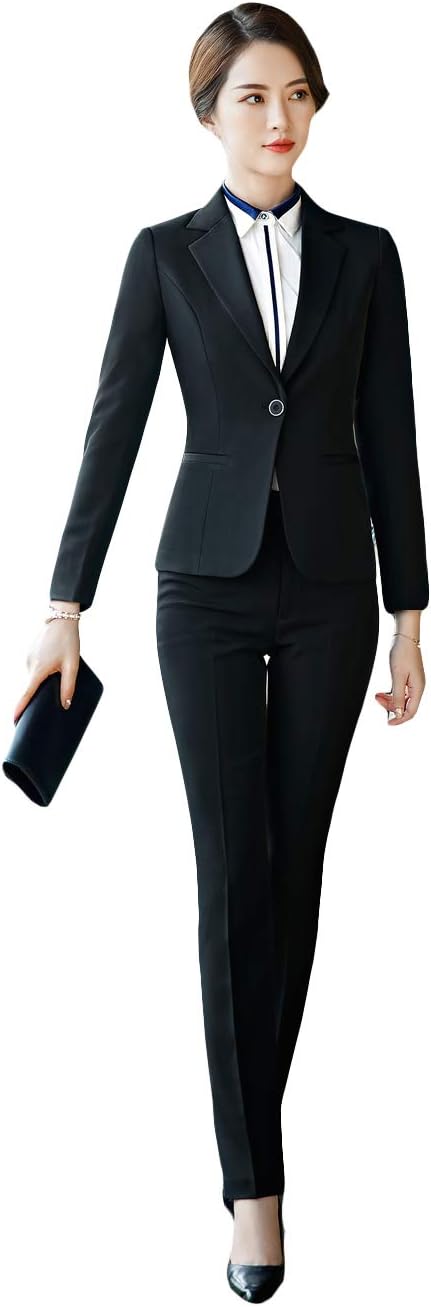 SK Studio Women's 2 Piece Regular Fit Business Suit Formal Blazer and Pants/Skirt Set