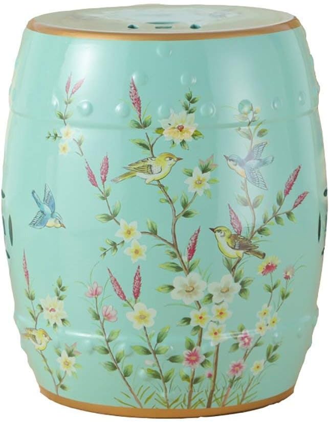 New Classical Chinese Style Dressing Stool Stool Changing His Shoes Hand-painted Flowers And Ceramic Drum Stool Stool Antique Benches Trumpet (26 * 38cm) Stool (Color : C) ( Color : D , Size : - )