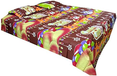 Night Glow Candy Crush Bedspread with 2 Cotton Pillow Covers (Saddle Brown)