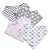 Baby Bandana Drool Bibs, 4 Pack Pink Leakproof Burp Cloth Soft Absorbent Cotton