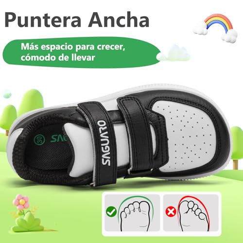 SAGUARO Zapatillas Barefoot Niños Niñas Zapatos Minimalistas Casual con Puntera Ancha Zero-Drop Cierre Autoadherente, Tallas EU 25-35