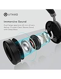 Noise Cancelling Headphones, Utaxo Bluetooth Headphones with Mic Wireless Headphones Over Ear [2019 Upgraded] Hi-Fi Sound Deep Bass, Quick Charge 30H Playtime for Travel Work TV PC Cellphone