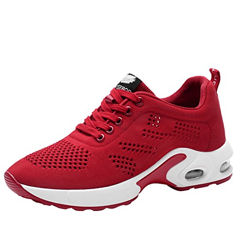 TIOSEBON Women's Air Cushion Running Shoes Lightweight Breathable Outdoor Exercise Shoes 9 US Red