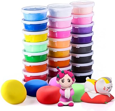 BOKE 24 Colors Molding Clay Non-toxic Air Dry Clay for Kids Make Jewelry or Christmas Ornament Fruits Easy Light Weight DIY Creative Crafts Art