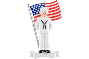 MAXORA US Navy Ornament, Personalized Soldier Military Christmas Ornaments, U.S. Navy Soldier Holiday Ornament, Navy Ornament with American Flag, Patriotic Ornaments for Christmas Tree - Gift for Veteran