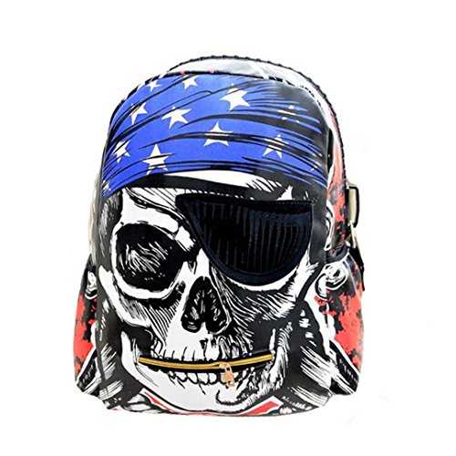 Mily Fashion Colorful Cartoon Graffiti Design Pattern Backpack (Skull)