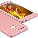 Huawei P9 Case, GKK 3 in 1 Double Dip Knight Series [Hybrid Hard Plastic] Full Protection Phone Case For Huawei P9 (Rose Gold)