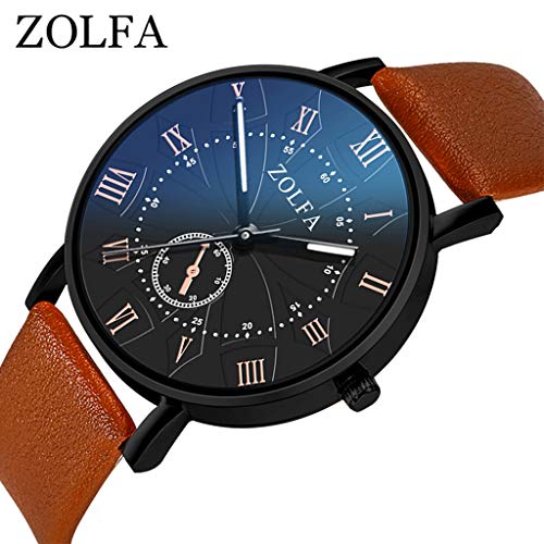 image for YEZIJIN Men's Watch ZOLFA Sleek Minimalist Roman Scale Blue Glass Belt