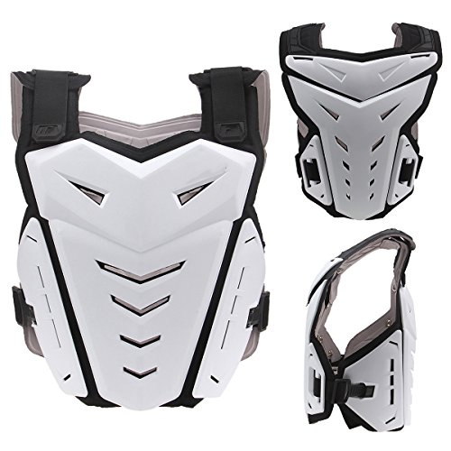 Chest Back Protector with Goggles,POSSBAY Motorcycle Gear Armor Glasses Set S White for Scooter Motocross Dirt Bike Skiing Riding Cycling Skating